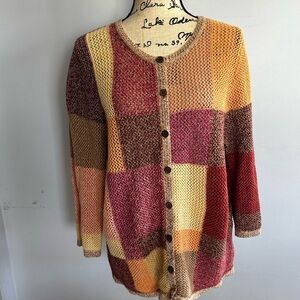 CJ Banks Red and Orange Cardigan Sweater